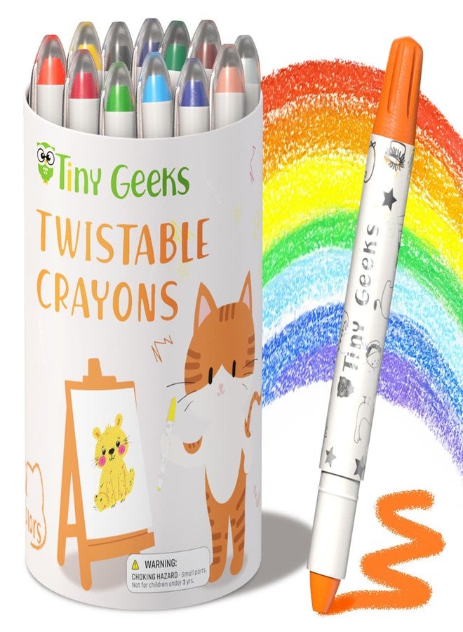 TinyGeeks 12 Twistable Crayons - Non Toxic, Washable Crayons for Toddlers, Kids Ages 3-8 - Easy To Hold - Perfect Coloring Gift for Boys and Girls - Unleash Colorful Fun - Image 1